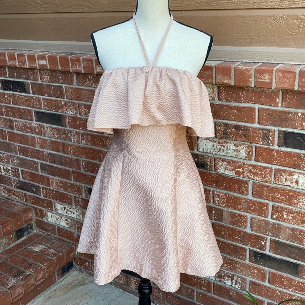 Elegant Pink Halter Dress